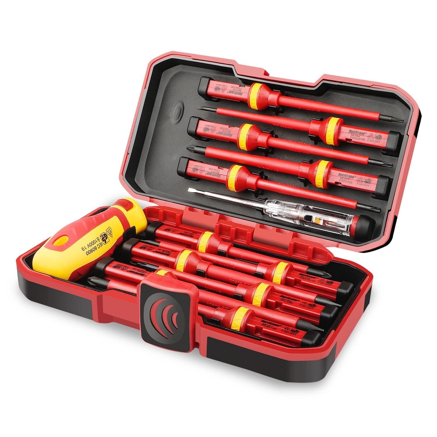 HURRICANE 1000V Insulated Electrician Screwdriver Set, 13 Piece Professional Electrical Screwdriver Set, CR-V Steel Magnetic Phillips Slotted Pozidriv Torx, Insulation VDE & GS Certified Screwdriver