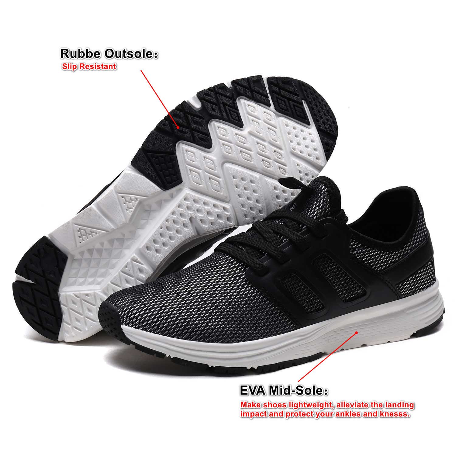 UNMK FUN Women\'s Fashion Lightweight Sneakers Breathable Mesh Soft Sole Casual Athletic Running Walking Shoes (8, Black)