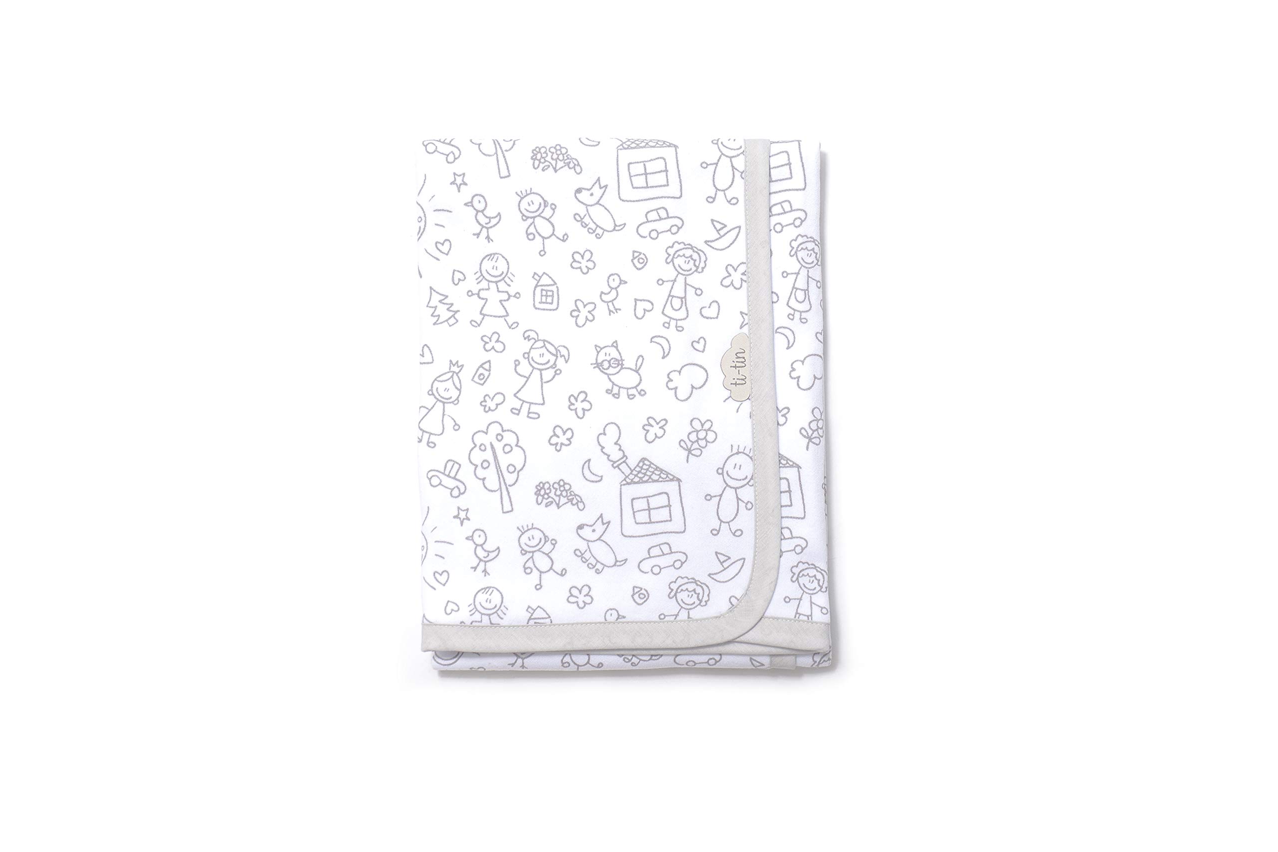 Ti TIN Baby Swaddle 80 x 80 cm, Double Layer 100% Cotton, Breathable, Extra Soft, Easy to Wash and Tumble Dry, Lightweight Design and Fun Prints