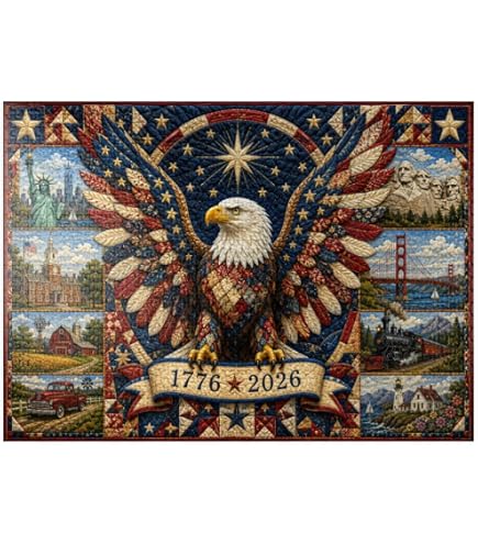 ジグソーパズル　アメリカ　　b Amazon.com: Vintage American Flag 504 Piece Jigsaw Puzzle 16