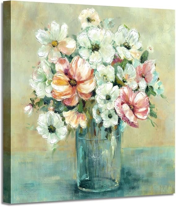 Abstract Flower Painting Wall Art Bouquet in Vase Canvas
