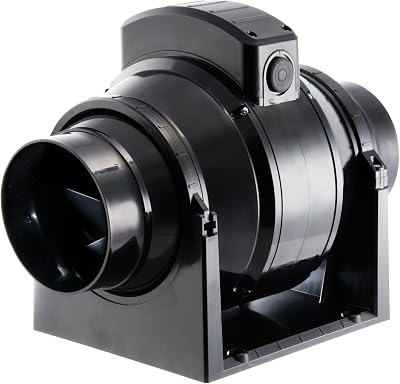 Manrose 100mm Standard Mixed Flow Fan - 3 Speed Inline Extractor for Long Ducts