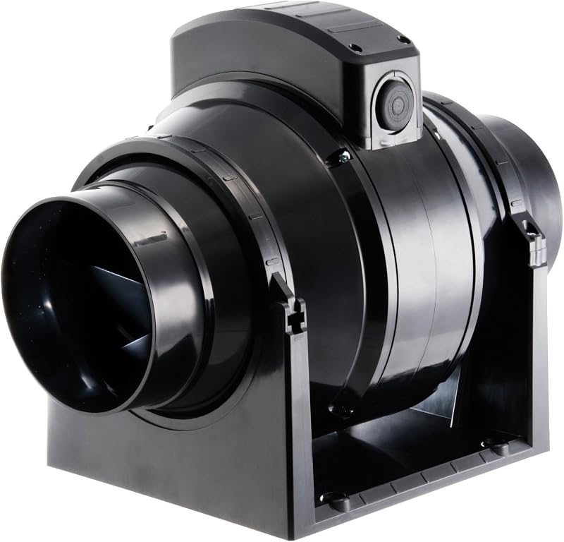 Manrose 100mm Standard Mixed Flow Fan - 3 Speed Inline Extractor for Long Ducts
