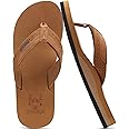 KuaiLu Men's Yoga Mat Leather Flip Flops with Arch Support Comfortable Cushion Walking Thong Sandals Slip On Indoor Outdoor