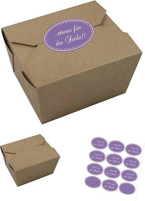 El regalo de Label | 10 x Cajas de Cartón kraft marrón con coloridas pegatinas con