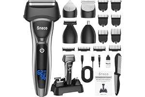 SNECO Electric Razor for Men, Waterproof Foil Shaver, Wet & Dry Shave, with Beard Trimmer and Body Groomer, Rechargeable, Charging Stand Included Electric Shaver shavers for Men Razors，Electric Shaver；