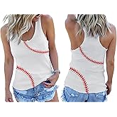 Women Baseball Tank Tops Baseball Mom Shirt Casual Game Day Sleeveless Tops Baseball Heart Graphic Tee Vest