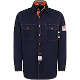 BOCOMAL FR Shirts for Men Flame Resistant Light Weight NFPA2112 Fire Retardant Welding Shirt Water & Oil Repellent Finish