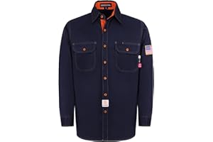 BOCOMAL FR Shirts for Men Flame Resistant Light Weight NFPA2112 Fire Retardant Welding Shirt Water & Oil Repellent Finish