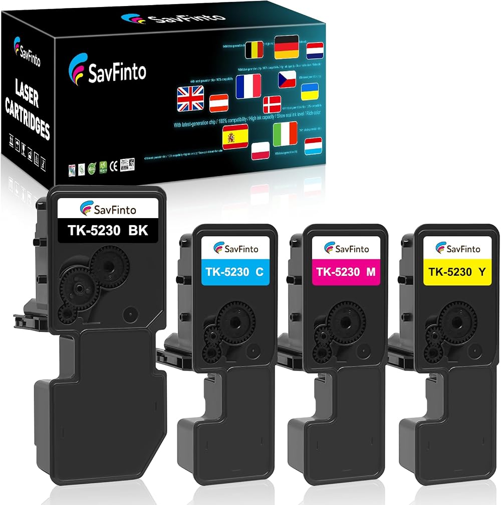 SavFinto 4 PK TK-5230 Toner for Kyocera ECOSYS M5521cdw M5521cdn P5021cdn