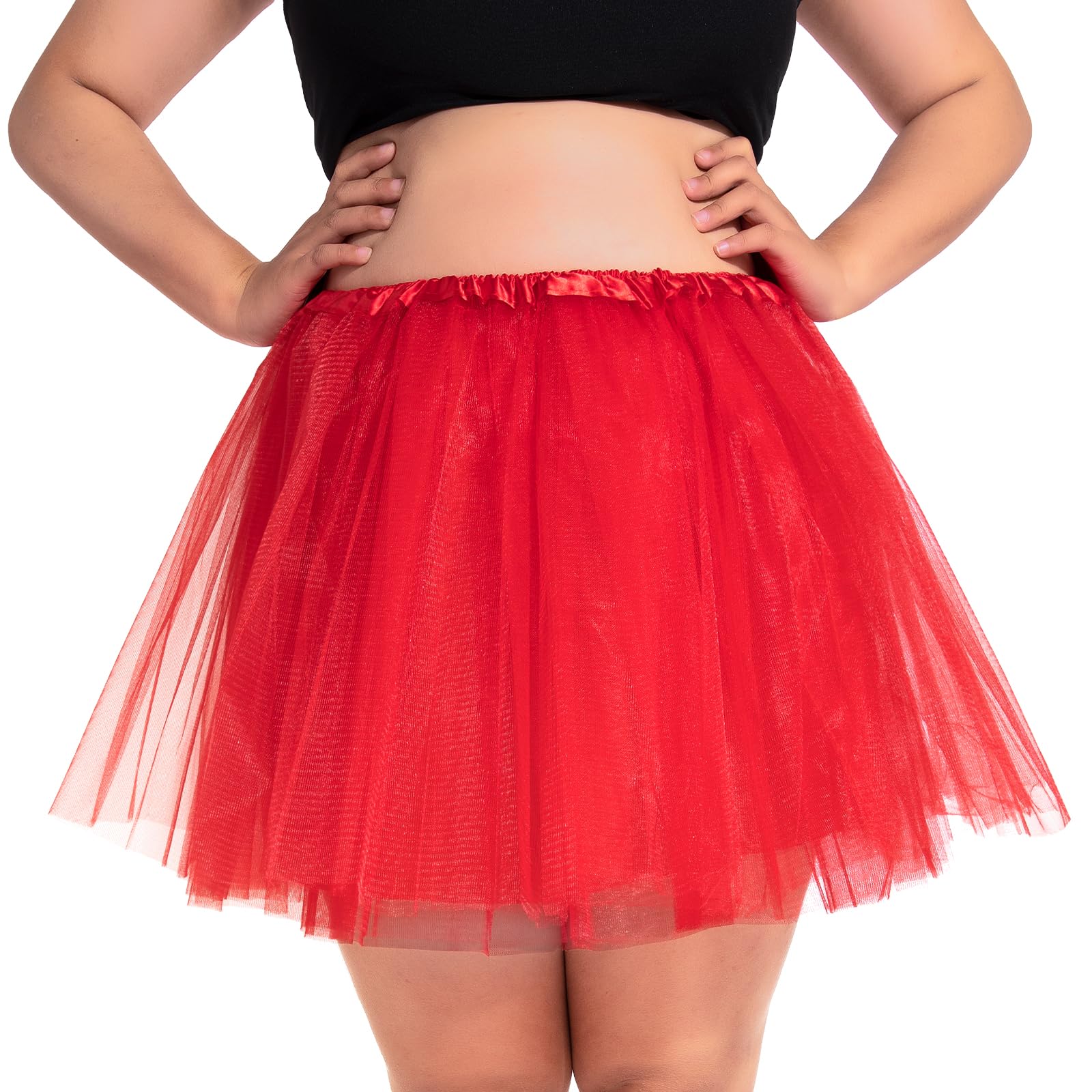 PLIKSUVER Women's Tutu Skirts 4 Layered Tulle Tutu Skirt for Adult Teen Ballet Dance Parties Fancy Dress Halloween Costume (Red) — image 1