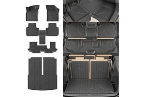 Rongtaod Floor Mats Compatible with 2018-2025 2026 Volkswagen Atlas (NOT for Cross Sport) Trunk Mat Cargo Liner Back Seat Cover 2024 VW Atlas Accessories (Trunk Mat with Backrest Mat+Floor Mats)