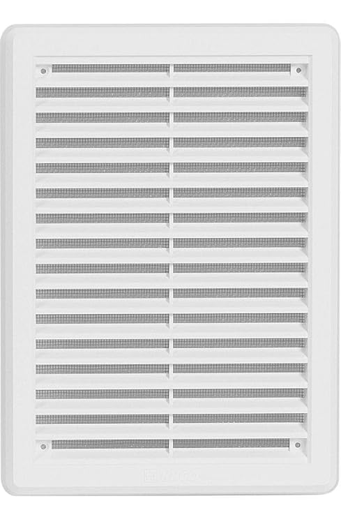Lüftungsgitter - Abluftgitter aus ASA-Kunststoff mit Insektenschutz: 175 x 250 mm - weiß