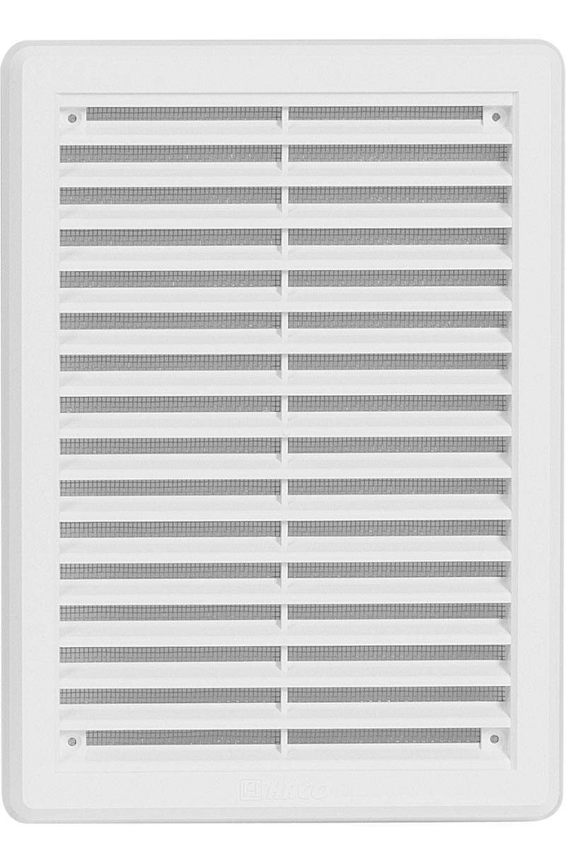 ASA plastic ventilation grille with insect protection, white, 175 x 250 mm