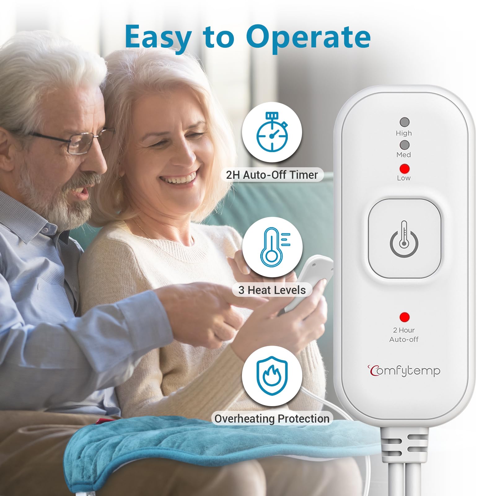 Comfytemp Weighted Heating Pad for Back & Period Cramps, FSA Eligible, Birthday Gifts for Mom Dad Women Men, 2.2lb HSA Electric Heat Pad for Neck Shoulder Pain Relief, 2H Auto-Off Heated Pad, 12x24