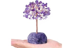 YATOJUZI 4.7"-5.1" Amethyst Crystal Money Tree,Purple Desk Cubicle Decorations Office Room Decor for Women,Meditation Accessories Reiki Gifts for Women,Crystals and Healing Stones,Tree of Life