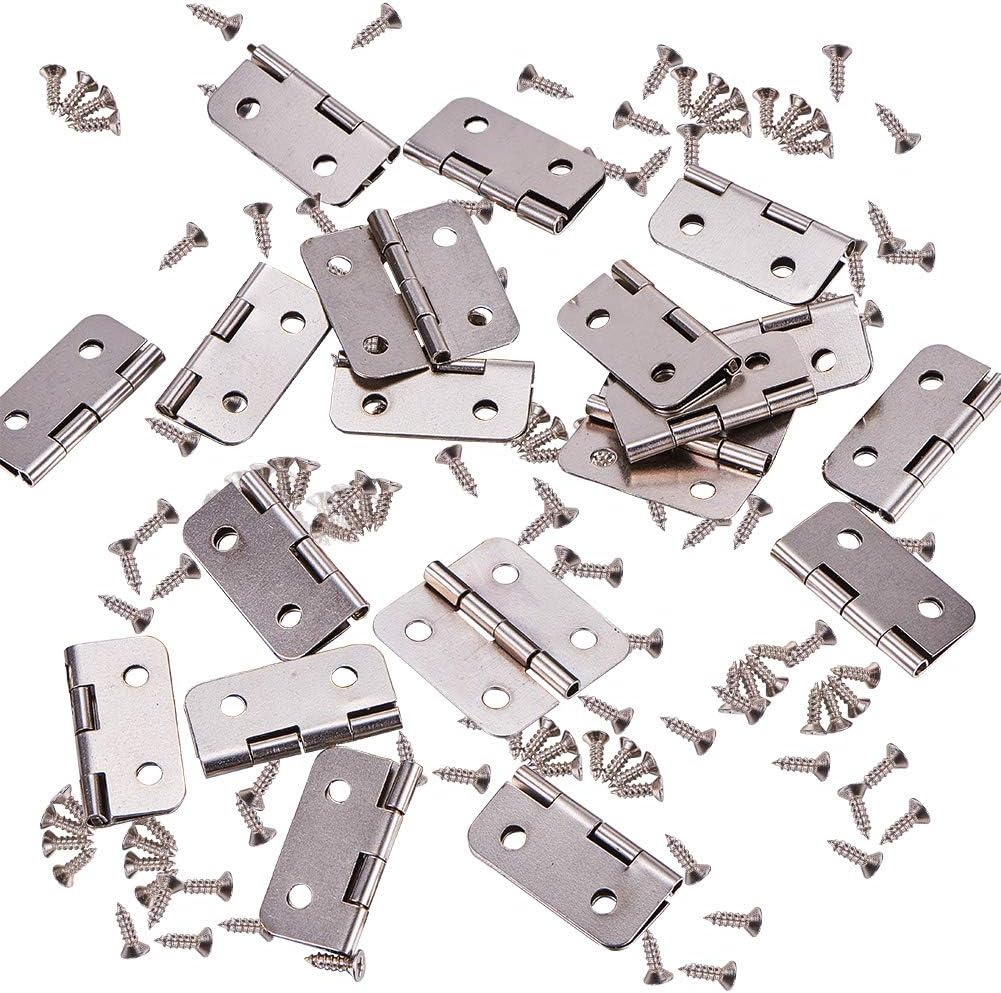 INCREWAY 50 Set Mini Hinges with Matching Screws for Jewelry Chest Box