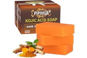 PIPIHUA Kojic Acid Soap - Turmeric Soap with Turmeric & Lemon & Collagen & Hyaluronic Acid & Glutathione