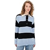 MOON RIVER Women's Striped Collar Pullover Sweater