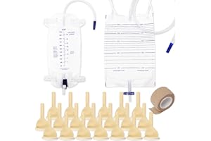 RLOVAL External Catheter for Men, 20PCS Latex Condom Catheter + 1000ml Quick-Drain Leg Bag & 2000ml Wide-Tube Catheter Bags | Bonus Elastic Support Bandage, External Protection Sheaths for Men (35mm)