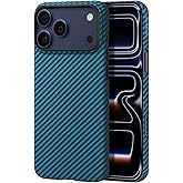 pitaka for iPhone 17 Pro Max Case 6.9" with Camera Control Button, Compatible with MagSafe, Ultra-Slim Case with Caseless Touch Feeling, 1500D Aramid Fiber Woven, Black/Blue(Twill)
