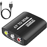 AV to HDMI Converter, AV to HDMI Adapter Support 720p/1080p for PS1/PS2/PS3/Xbox 360/WII/N64/SNES/STB/VHS/VCR/Blue-Ray DVD Pl