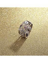 ANGEMIEL anillo de compromiso de plata esterlina 925 de zirconia cúbica con flores para mujer, joyería familiar, amistad, amor