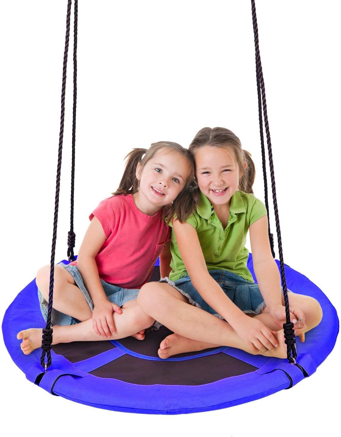 LUMAMU Giant 1M/40 Saucer Spinner Swing Round - Tree Swing, Flying Swing with Friends, Family Swing, Detachable Swing, Easy Installation,135 KG Capacity,Blue