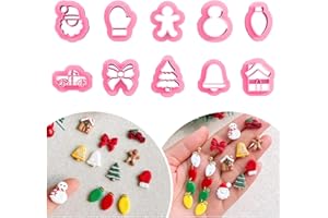HAPPINIT Christmas Clay Cutters, Polymer Clay Cutters for Christmas Earrings Making, 10 Shapes Fall Clay Cutters, Christmas Clay Cutters for Polymer Clay Jewelry (studs cutters)