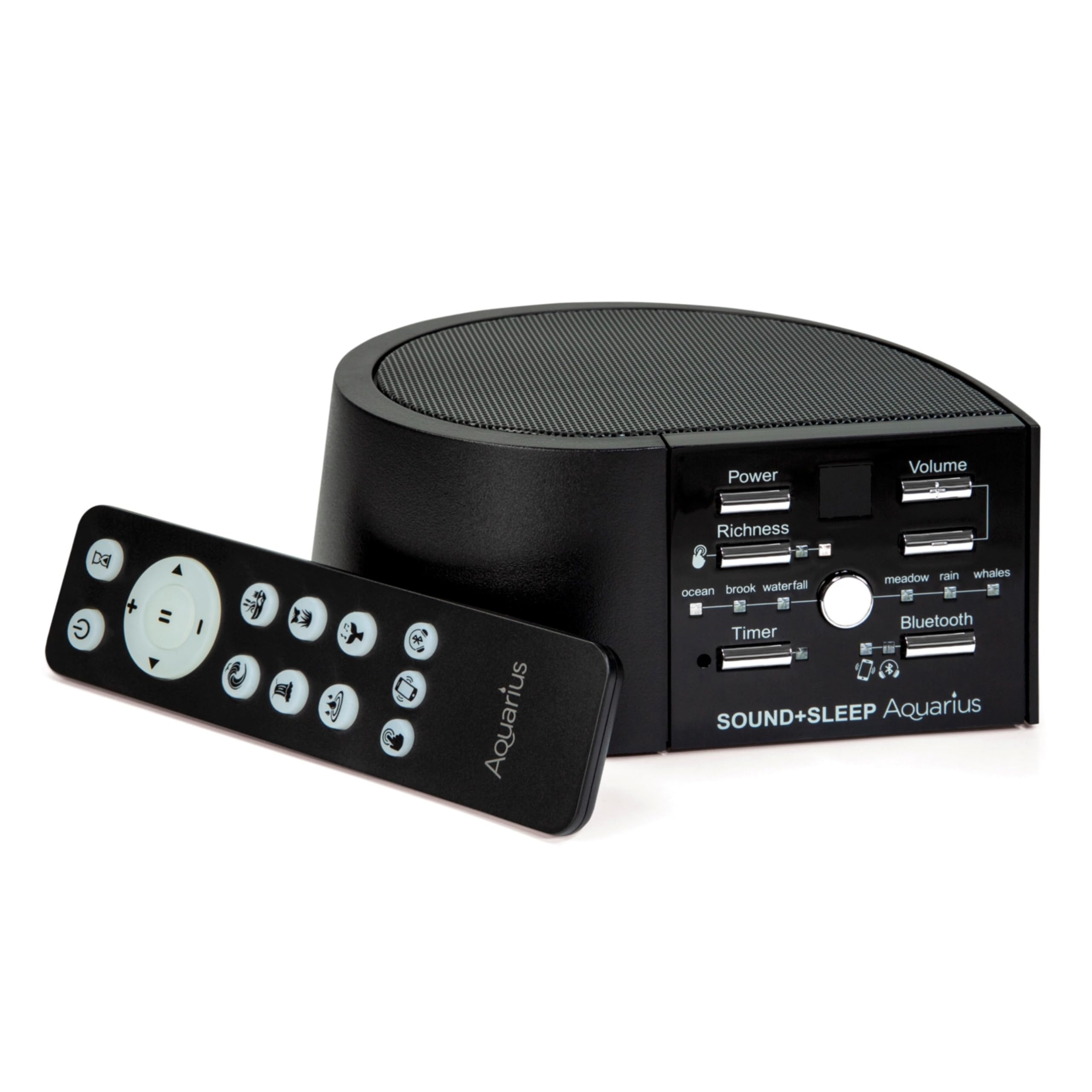 Sound+Sleep Aquarius Aquatic Non-Looping Portable Sound Sleep Machine and Bluetooth Speaker with 18 Soothing Water Sounds and Sleep Timer, Travel Friendly for Home, Office, Nursery