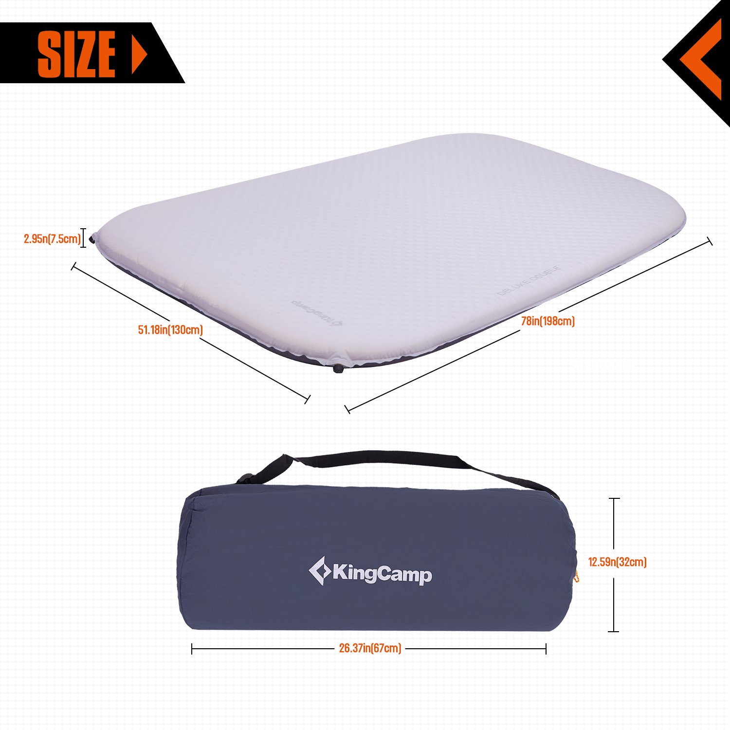 KingCamp DELUXE DOUBLE SelfInflating Camping Pad, 3 inches Thick eBay
