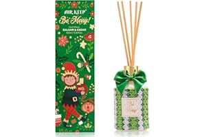 Airkeep Reed Diffuser Set 3.38 fl oz, Balsam & Cedar Scented Diffuser with Sticks, Home Fragrance Christmas Decor & Gift Set for Living Room, Bedroom, or Office