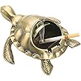 LAUYOO Vintage Turtle Windproof Ashtray with Lid Portable Cigarette Odor Ashtray Holder for Outdoor Indoor Smokers Metal Desktop Smoking Tobacco Ash Tray for Home Office Decoration (Bronze)