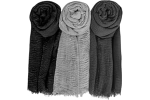 XRDSS Summer Cotton Blend Crinkle Vintage Soft Scarf with Fringed Edges 35" × 70"