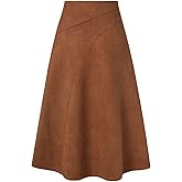 Kate Kasin 2025 Women's Suede Skirts, High Waist A-Line Skirt, Fall Winter Midi Skirt