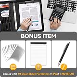 Leathario A4 Portfolio Folder 4-Ring Binder Notepad 10 Sheet Protectors view 2