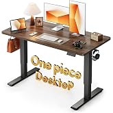 CubiCubi 48 x 24 Electric One-Piece Standing Desk, Black Walnut | Whole-Piece Desktop, Seamless Design, Height Adjustable Computer Desk, Sit Stand up Home Office Workstations