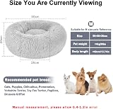 Nepfaivy Calming Donut Dog Cat Bed 19.7in Grey Non-Slip Washable M-50CM view 3