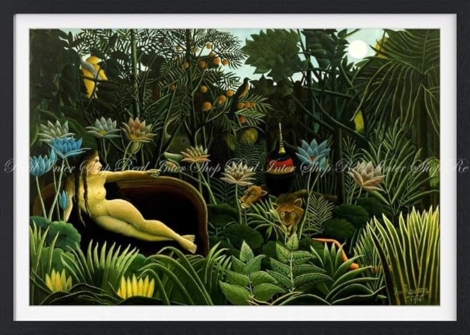 Amazon Co Jp 絵画風 壁紙ポスター はがせるシール式 アンリ ルソー 夢 1910年 The Dream ニューヨーク近代美術館 額縁印刷 トリックアート キャラクロ K Rsu 003sgf2 594mm 423mm 建築用壁紙 耐候性塗料 ホビー