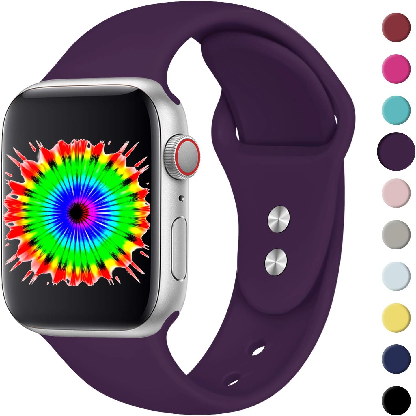 DGege Compatible for Apple Watch Band 38mm 40mm, S/M, Soft Silicone Band Compatible for iWatch Series 5/4/3/2/1, Plum