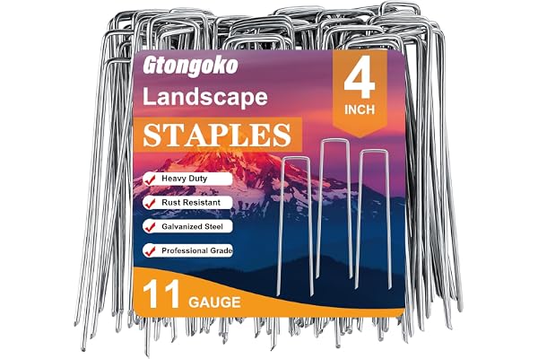 Gtongoko 50 Pack 4 Inch Galvanized Landscape Staples Garden Stakes Plant Cover Stakes 11 Gauge Tent Stakes Ground Stake for Landscaping Securing Weed Barrier Fabric, Christmas Decorations
