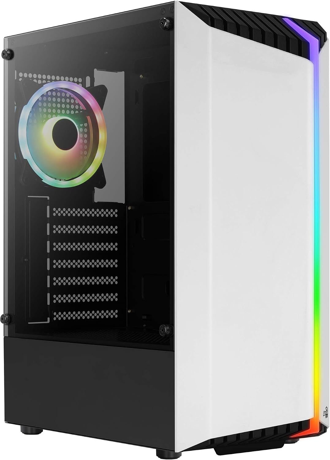 AeroCool BIONICV2WH White RGB Gaming PC Case Tempered Glass + RGB Fan