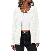 LILBETTER Womens Cable Knit Long Sleeve Crewneck Button Down Open Front Cardigan Sweater for Fall and Winter 2025