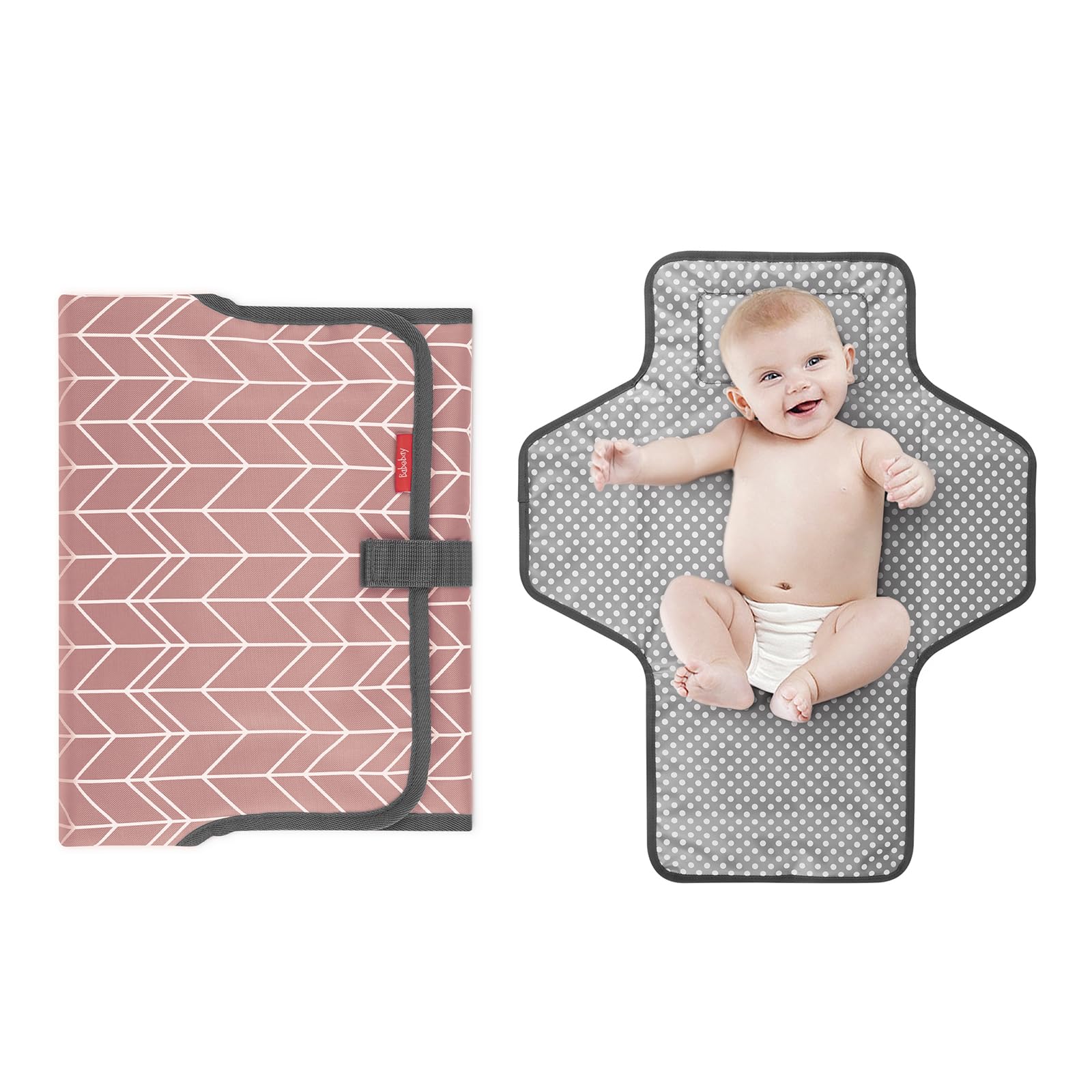 Photo 1 of Babebay Waterproof Portable Diaper Changing Pad, Foldable Travel Changing Mat for Baby Girl Boy, Lightweight Travel Changing Station, Boho Geometric Pattern