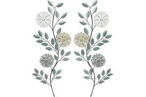 2 Pcs Metal Flower Leaves Wall Art, 15.7in Metal Tree Leaf Wall Decor, Vintage Leaf Wall Hanging, Rustic Wall Decor for Home,