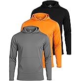 Real Essentials 3 Pack: Men's Mesh Long Sleeve Athletic Pullover Hoodie Sweatshirt Pockets UPF 50+ (Available in Big & Tall)