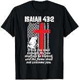 Thin Red Line Firefighter Cross Bible Verse American Flag T-Shirt Small