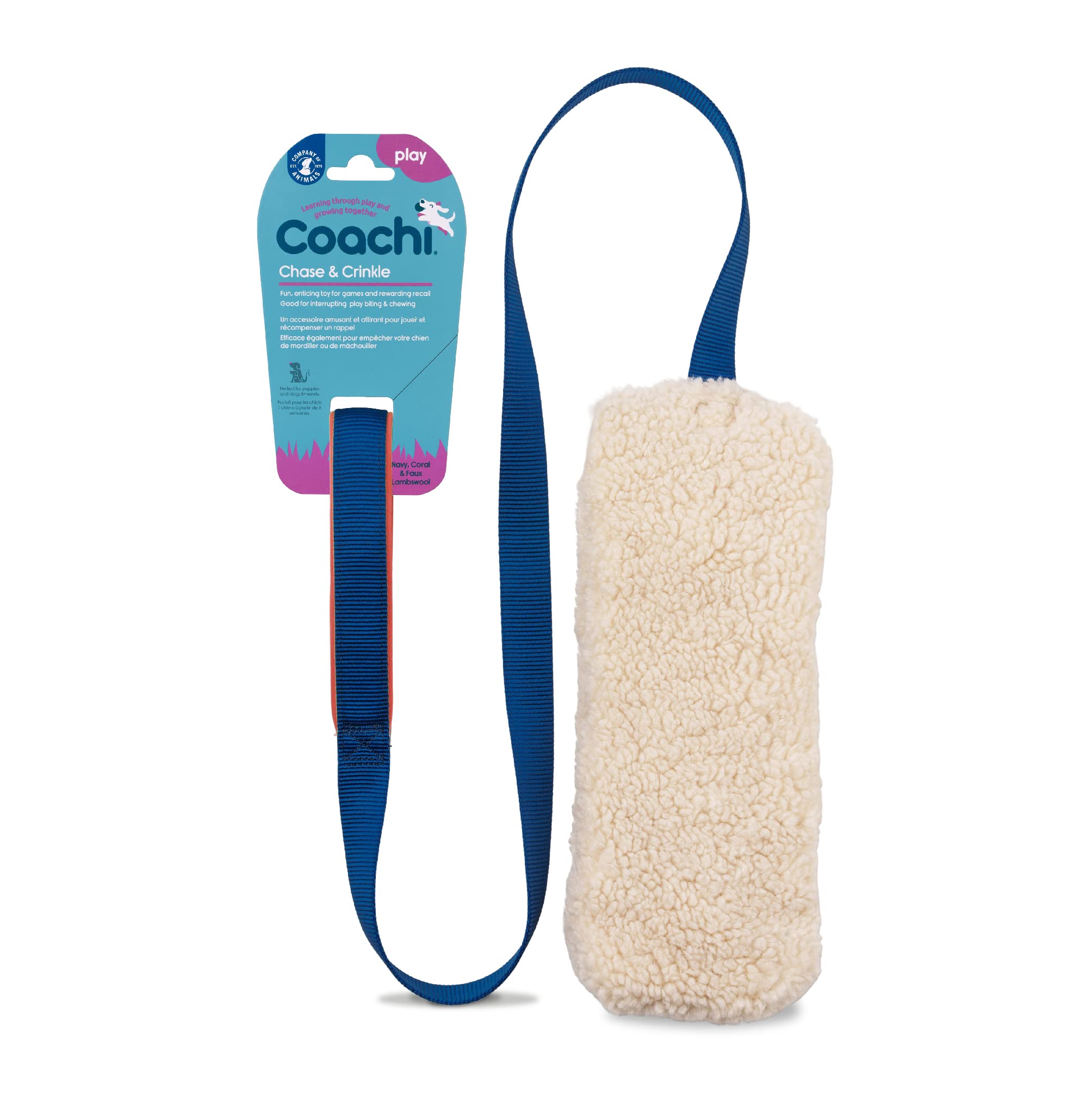 Coachi Chase & Crinkle - A Fun Enrichment Dog Toy for Chase & Play. Soft & Crinkly, Lightweight, Reward Training, Interrupting Biting & Chewing, Ideal For Agility and Suitable for Puppies