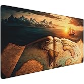 CANFLASHION Gaming Mouse Pad,Large Mouse Pads for Desk,Non-Slip Rubber Base Extended Mousepad,XXL Keyboard Mouse Mat,Computer Keyboard Desk Pad with Stitched Edges,35.4x15.8inch,Antique World Map