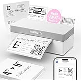 Rongta Shipping Thermal Label Printer, Bluetooth 4x6 Sticker Label Maker Wireless Shipping Label Printer for Package Small Business Compatible with Windows macOS Android iOS (White)